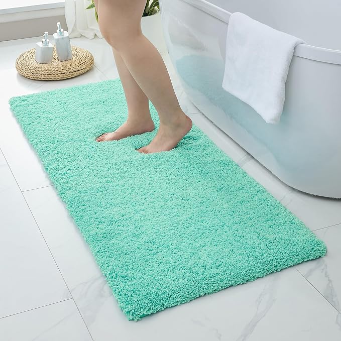 Disolla Mint Green Bathrom Runner Rug 24x70 - Extra Large Soft Plush Bath Mat, Thick Long Non-Slip Shaggy Floor Mat, Ultra-Absorbent for Master Bathroom Vanity