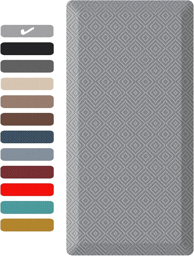 Ophanie Kitchen mats for Floor, 3/4 inch Thick, Kitchen Rugs, 20x39 Anti Fatigue Standing Cushioned Mat, Waterproof, Comfort Ergonomic mat for Office, Home, Sink, Grey Non-Slip Bottom