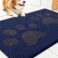 Smiry Dog Door Mat for Muddy Paws, Absorbs Moisture and Dirt, Low-Profile Entryway Mat with Non-Slip Backing, Entry Indoor Outdoor Doormat for Inside Floor (30x20 Inches, Navy Blue, Paw)
