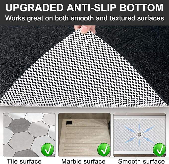 Extra Large Square Shower Mat for Inside Shower, 24 x 24 Inch Shower Floor Mat with Center Drain Hole, Designed for Walk-in Showers, Non-Slip Loofah Mat with Wide Coverage for Stable Standing
