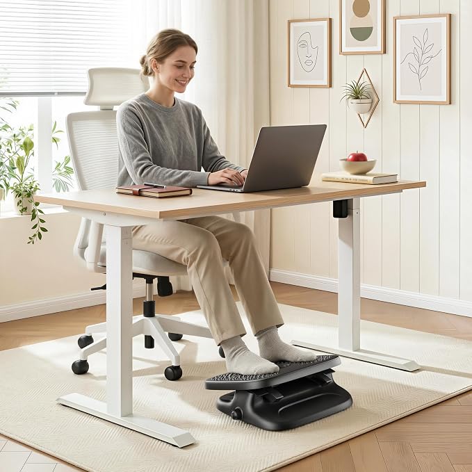 PEGZONE Under Desk Footrest, Adjustable Foot Rest with Height and Degree Angle,Ergonomic Desk Foot Rest with Massage Texture, Foot and Leg Rest for Home & Office