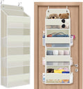 SpaceHacks 1 Pack Over The Door Organizer, Hanging Storage Organizer with Clear Window, 40lb Ultra Sturdy Large Capacity Room Organizer for Pantry Bathroom Nursery Closet Baby Essential (Beige)