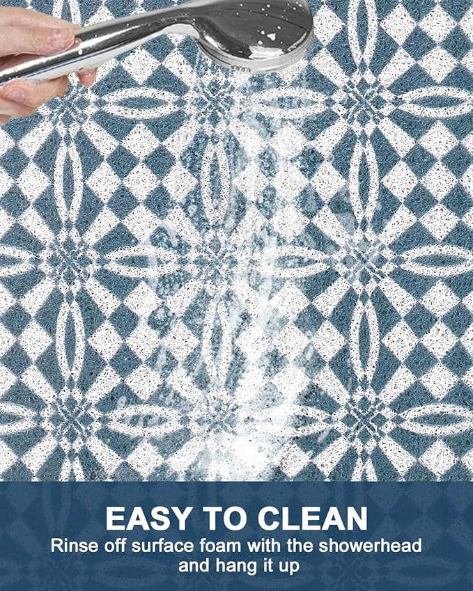 Shower Mat Non Slip - Quick Drying Anti Slip Shower Mats for Inside Shower, Soft PVC Loofah Foot Scrubber Mat, Extra Large Bath Mat for Shower, Tub, Bathroom, Floor, Kitchen, Home, Pool, Hotel