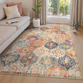 Lahome Moroccan Machine Washable Rugs for Living Room, 4x6 Rug for Bedroom Non-Slip Vintage Trellis Ultra-Thin Throw Carpet for Dining Room Office Nursery Elise, Cream/Multi
