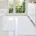 Smiry Bathroom Rugs Sets 2 Piece, Soft Absorbent Chenille Machine Washable Non Slip Shaggy Bath Rug Set for Tub, Shower, and Floor (59x20+24x16, White)