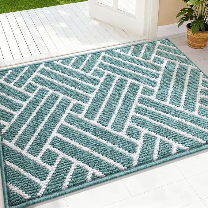 OLANLY Indoor Door Mat, 36x24 Inch, Dirt Resistant and Absorbent, Non-Slip Rubber Backing Floor Mats, Easy Clean Low-Profile Doormat for Entryway, Front Door, and Inside Entrance, Sage Green
