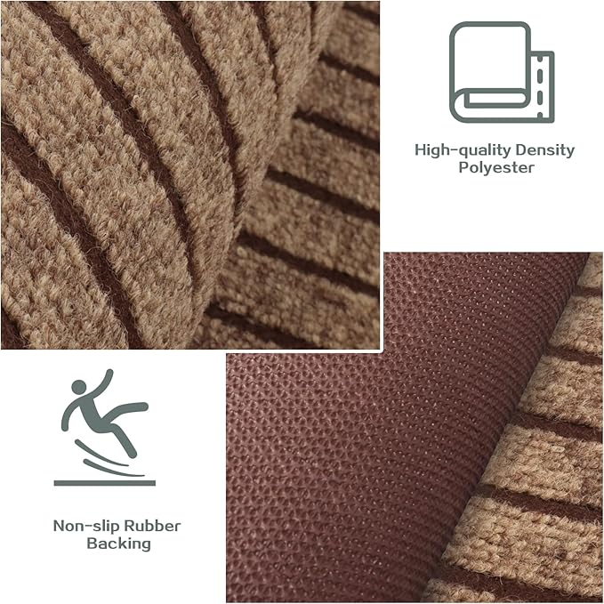 Custom Size Runner Rug 4 ft x 21 ft, 2-82ft Carpet Runners Hallway Entryway Kitchen Garage Laundry Room Area Rugs with Non-Slip Rubber Backing, Brown with Brown Stripe