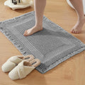 Waffle Bath Mat - Non Slip Bathroom Rugs - Washable Super Absorbent & Quick Dry Bath Mats with Tassels for Hallway Bedroom Laundry Room,24" x 72",Light Gray