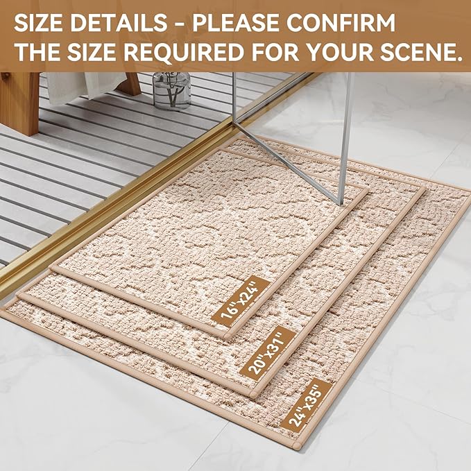 YDKGL Bathroom Rugs Non Slip, Super Absorbent Quick Dry Bath Mat, Rubber Backing Ultra Thin Bathroom Mats Fit Under Door Bathroom Floor Bathtub Shower