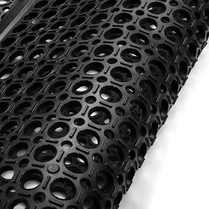 Yesland Rubber Door Mat 61 x 35 Inches, Packed in Roll Durable Non-Slip Anti-Fatigue Drainage Floor Mat for Restaurant Kitchen Bar Home Garden Indoor Outdoor Wet Area