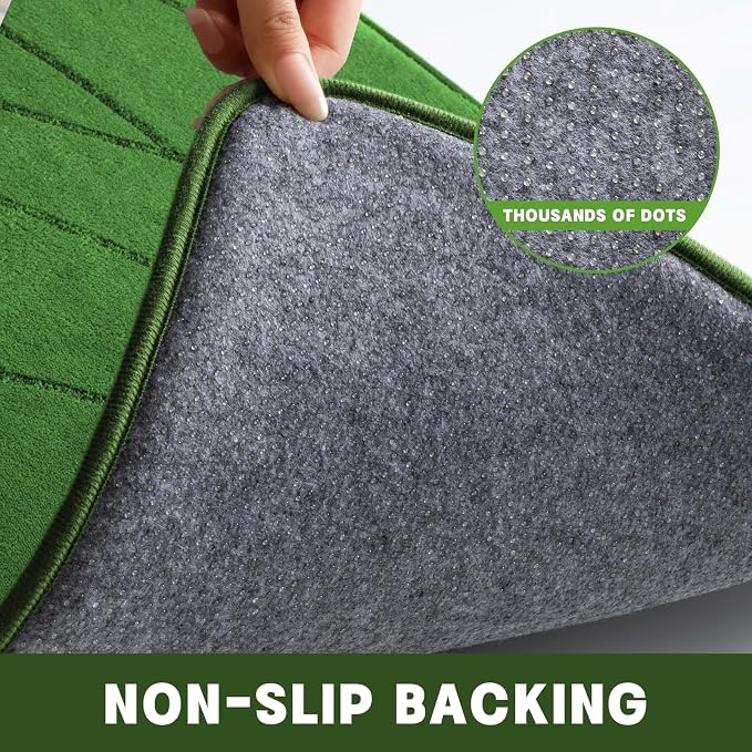 YIHOUSE Memory Foam Bathroom Rug Sets 2 Piece, Ultra Absorbent Bath Mat for Bathroom - Non-Slip Machine Washable & Dry Quickly, 2 Piece Bathroom Mat Set,Green,(17"x24"+20"x32")