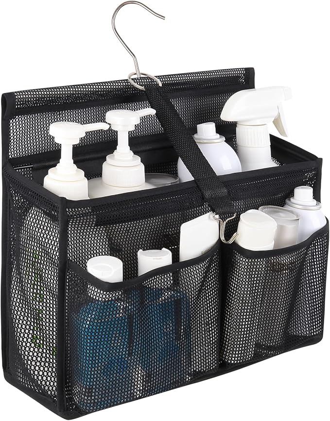 3 Pocket Portable Quick-Dry Hanging Mesh Bathroom Caddy - Swivel Hook Shower Organizer, College Dorm Gym Camping Travel RV Essentials