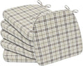 AAAAAcessories D-Shaped Chair Cushions, 2" Thick Dining Chair Pads with Ties and Removable, Machine-Washable Cover, 17" x 16", Set of 6, Tan Plaid
