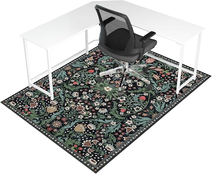 Office Chair Mat for Hardwood Floor & Tile Floor,48"X 60" Heavy Duty Desk Chair Mat for Hard Floors, Under Desk Rug for Rolling Computer Chair,Anti Slip,Low Pile Carpet Floor Protector-Green Grass