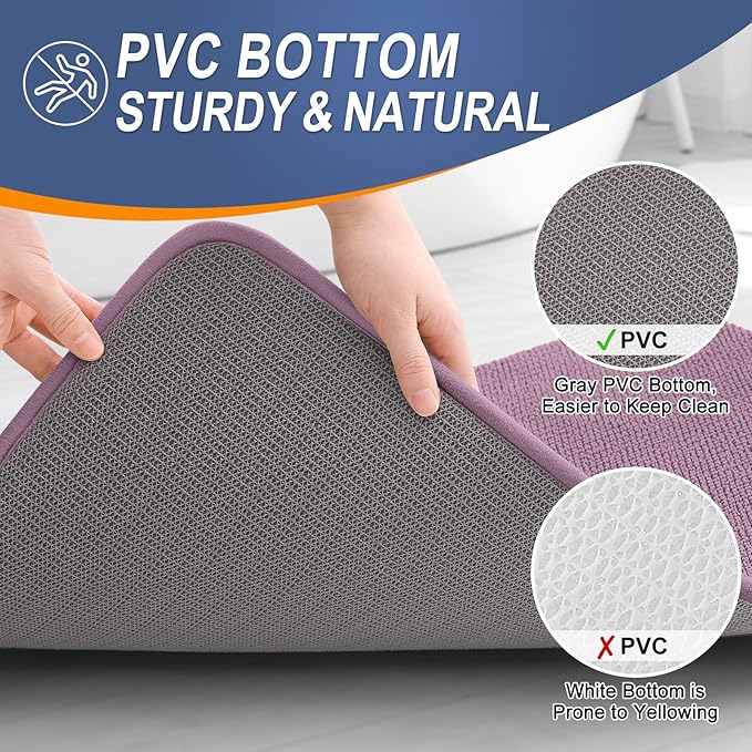OLANLY Thick Memory Foam Bathroom Runner Rugs 70x24, Extra Soft Absorbent Long Bath Rug, Quick Dry, Non-Slip, Machine Washable Bath Mats for Bathroom, Tub and Shower, Home Decor Accessories, Deep Plum