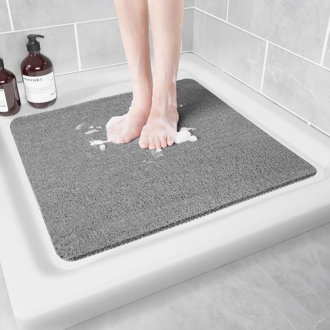Hargiis Non Slip Shower Mat, Anti Slip Bath Mat, Quick Drying Bath Tub Mats, Foot Scrubber Mat, Anti Slip Mat for Tub, Floor, Bathroom, Home, Kitchen, Hotel (Grey 24”x24”)