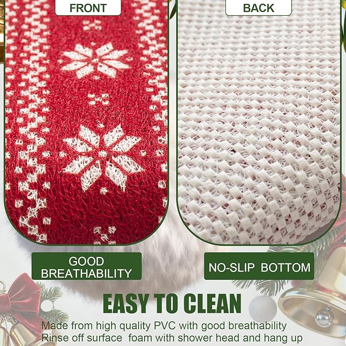 Hargiis Christmas Non-Slip Bathtub Mat, Anti Slip Shower Mat, Fast Drying Bathtub Mats, Foot Scrubber Mat, Anti Slip Mat for Tub, Floor, Bathroom, Kitchen, Home, Hotel (Reindeer Snowflake, 40"x16")