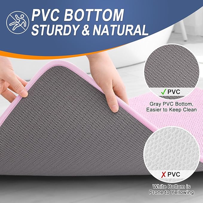 OLANLY Thick Memory Foam Small Bathroom Rugs 24x16, Extra Soft Absorbent Bathroom Mat, Quick Dry Bath Mats, Non-Slip, Machine Washable Carpet for Bathroom, Tub and Shower, Home Decor Accessories, Pink