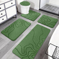 YIHOUSE Memory Foam Bathroom Rugs Sets 5 Piece - Extra Thick Ultra Soft Absorbent Bath Mat Set, Non-Slip Machine Washable Bath Rugs for Bathroom, Tub & Shower, Home Decor Accessories, Olive Green