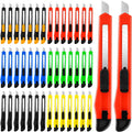42 Pack Box Cutter Retractable, 9MM Snap-Off Blade Utility Knife With Self-Lock Design for Cutting Boxes, Carton, Cardboard, Paper