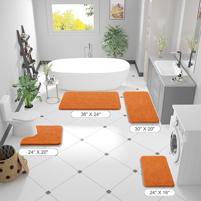OLANLY Small Bathroom Rugs 24x16, Extra Soft Absorbent Chenille Bath Rugs, Rubber Backing Quick Dry, Machine Washable Bath Mats for Bathroom Floor, Tub and Shower, Home Decor Accessories, Clay