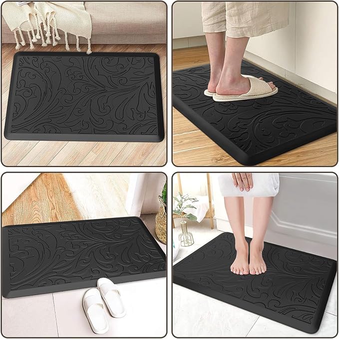 KMAT Kitchen Mat Cushioned Anti-Fatigue Waterproof Non-Slip Standing Mat Ergonomic Comfort Rug for Home,Office,Sink,Laundry,Desk 17.3" (W) x 28"(L),Black
