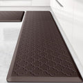 Kitchen Mat [2 PCS] Cushioned Anti-Fatigue Floor Mat Water Resistant Non-Skid Kitchen Mats and Rugs Ergonomic Comfort Foam Kitchen Rugs Standing Mat for Floor Office Sink Chocolate,17.3"x28"+17.3"x60"