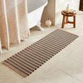 TYUU Waffle Runner Rug Bathroom, Long Boho Bathroom Rugs Non Slip Washable Super Absorbent Quick Dry Farmhouse Bath Decor, 72"x24" Black and Khaki