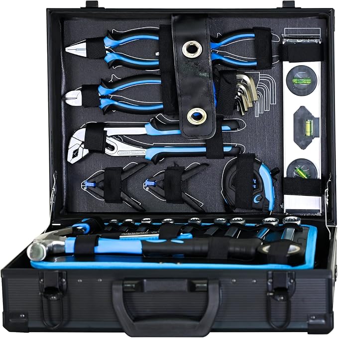 247-Piece Home Garage Tool Set with Sockets, Wrenches, Ratchets, Screwdrivers & Pliers, Portable Aluminum Case for Auto Maintenance, Home Repair & DIY, Fathers Day Gifts