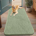 Smiry Dog Door Mat for Muddy Paws 48x30, Absorbent Dirt Trapper, Non-Slip Washable Chenille Entryway Rug for Inside Floor, Sage Green, Classic Solid
