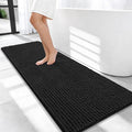 OLANLY Thick Bathroom Runner Rugs 47x20, Extra Soft Absorbent Chenille Bath Rugs, Rubber Backing, Machine Wash Dry, Long Bath Mats for Bathroom Floor, Tub and Shower, Home Decor Accessories, Black