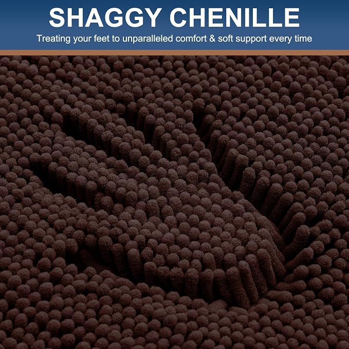 Smiry Luxury Chenille Toilet Rugs U-Shaped 20x20, Soft Absorbent Non-Slip Contour Bathroom Rugs for Toilet, Machine Washable Contoured Bath Mats, Brown