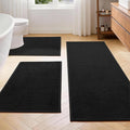 YIHOUSE Black Bathroom Rugs Sets 3 Piece, Quick Dry Thin Bath Mat with Toilet Rug, Non Slip Absorbent Machine Washable, Bath Runner Rugs for Bathtub Sink Home Decor
