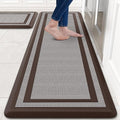 KitchenClouds [2 PCS Kitchen Rugs Cushioned Anti-Fatigue Kitchen Mats for Floor Waterproof Kitchen Rug Set Non-Slip Comfort Standing Mat for Office, Sink, Laundry 17.3"×28"+17.3"×60",Chocolate