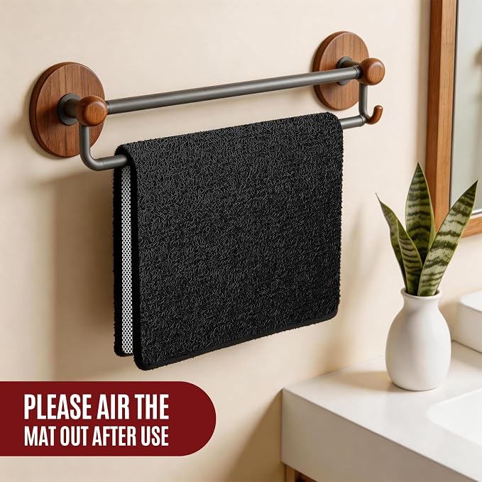 Joyhalo Shower Mats for Showers Anti Slip for Elderly, 30'' x 17'' Non Slip Bath Mat for Inside Shower, Bath Tub Mats for Bathroom Non Slip for Shower, PVC Loofah Bathroom Mats, Black