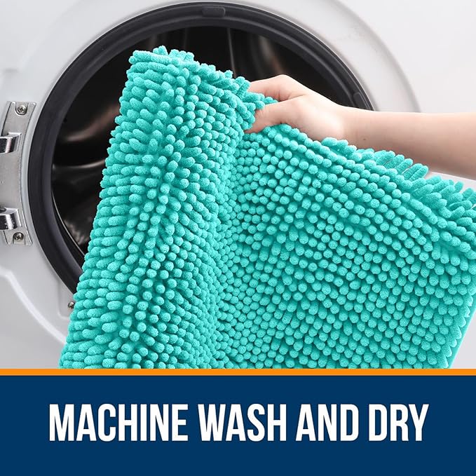 OLANLY Bathroom Runner Rugs 59x20, Extra Soft Absorbent Chenille Bath Rugs, Rubber Backing Quick Dry, Machine Washable Long Bath Mats for Bathroom Floor, Tub and Shower, Home Decor Accessories, Teal