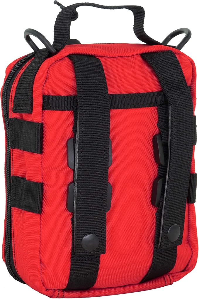 LINE2design First Aid (Ifak) Pouch EMS Bag - EMT Emergency Medical Trauma Pack Bags Tactical EDC Rescue Utility Gear IFAK Bags for Hiking Gunshot Stop Bleeding Includes USA Patch - Red