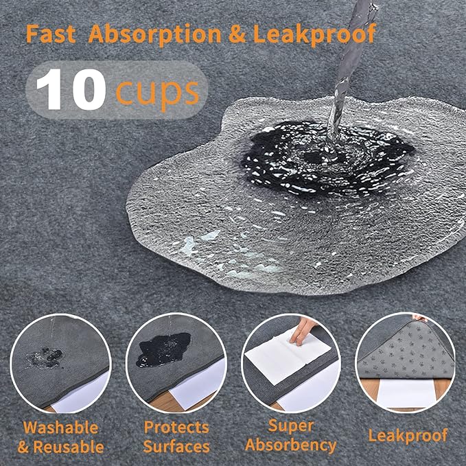 LOOBANI 2 Packs Extra Large Reusable Dog Mat for Floor, Non-Slip Washable Pee Pads for Dogs, Fast Absorbent Pet Whelping Pads, Puppy Playpen Mat for Incontinence, Housebreak, Crate, 72x72in, Mix