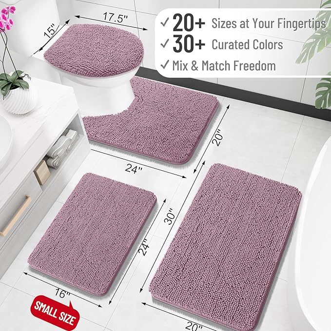 OLANLY Large Bathroom Rugs 45x27, Extra Soft Absorbent Chenille Bath Rugs, Rubber Backing Quick Dry, Machine Washable Bath Mats for Bathroom Floor, Tub and Shower, Home Decor Accessories, Deep Plum