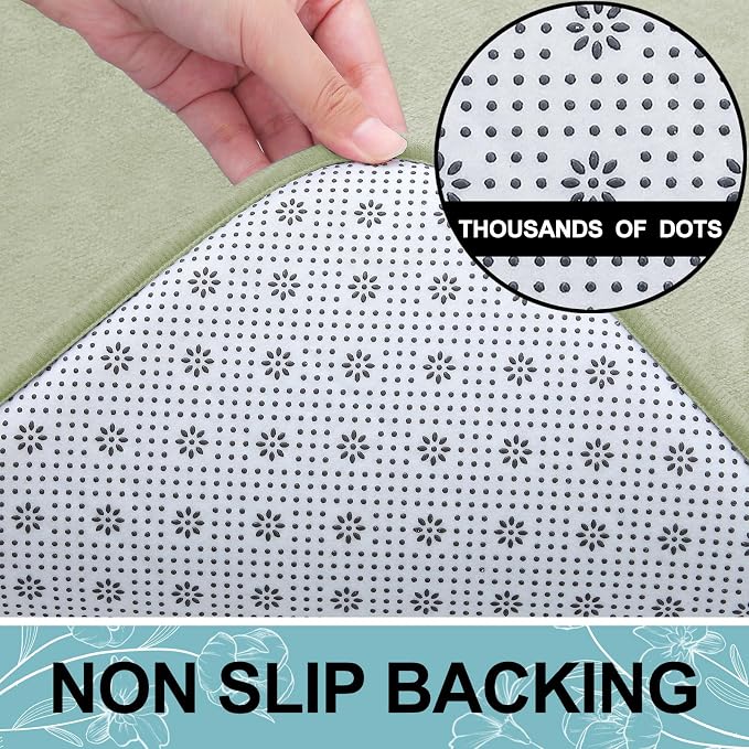 Smiry Memory Foam Bath Mat 30x20, Extra Soft and Absorbent Bathroom Mats, Non Slip Washable Carpet for Floor, Shower and Tub, Sage Green