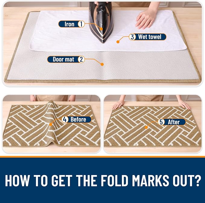 OLANLY Indoor Door Mat, 36x24 Inch, Dirt Resistant and Absorbent, Non-Slip Rubber Backing Floor Mats, Easy Clean Low-Profile Doormat for Entryway, Front Door, and Inside Entrance, Beige