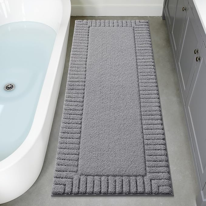 LUMI Bathroom Rugs Non Slip with Rubber Backing, Extra Soft Plush Microfiber Bath Rug Absorbent, Machine Washable Bath Mat Quick Dry for Tub, Shower, Hotel, Dark Grey, 24"x60"