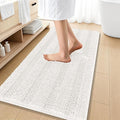 OLANLY Thick Bathroom Runner Rugs 47x20, Extra Absorbent Chenille Striped Bath Rugs, Rubber Backing, Machine Wash Dry, Long Bath Mats for Bathroom Floor, Tub and Shower, Home Decor Accessories, Ivory