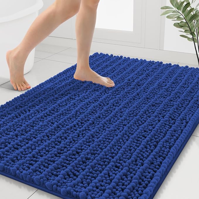 Smiry Bathroom Rugs Mat 40x32, Extra Soft Absorbent Chenille Bath Rugs, Non Slip Rubber Backing Machine Washable Quick Dry Bath Mats for Bathroom Floor, Tub, Shower, Home Decor Accessories, Royal Blue