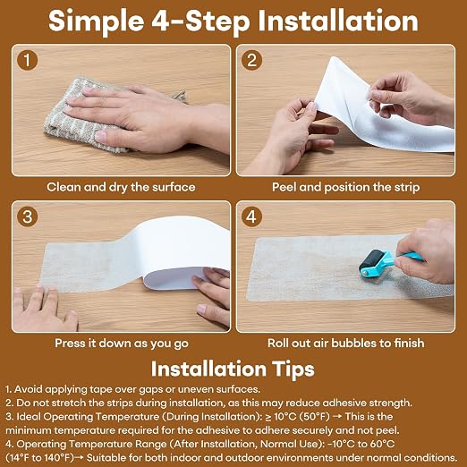 10-Pack 6″ x 30″ Transparent Anti-Slip Tape, Clear Adhesive Grip Tape, Clear Stair Treads Non-Slip for Wooden Step, Floors, Stairs, Pre-Cut and Easy to Use