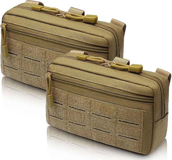 2 Pack 1000D Laser Cut Molle Pouches - Tactical Compact Water-Resistant Utility Admin Pouch for Vest Backpack Duty Belt Tactical Vests