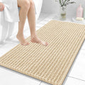 OLANLY Bathroom Rug Mat 44x24, Thick Soft and Absorbent Chenille Bath Mat, Non-Slip Rubber Backing, Machine Washable Quick Dry Bath Rugs for Tub Shower Floor, Home Decor Accessories, Beige