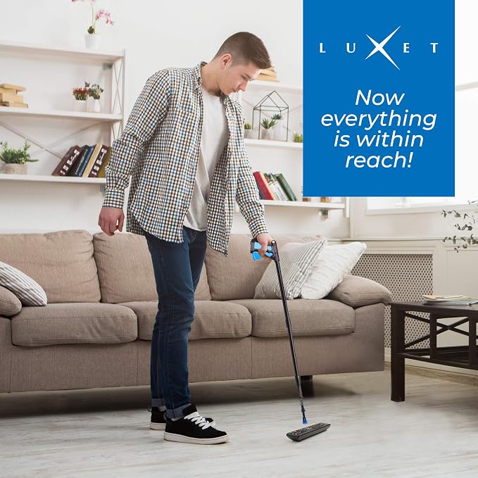 Grabber Reacher Tool - 26" Steel Portable Pick Up Stick - Strong Grip Magnetic Tip for Store Shelves Lightweight Garbage Litter Trash Picker Claw Grabber Tool for Elderly - by Luxet (Blue)