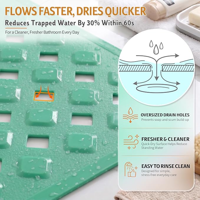 Yimobra Bathtub Mat Non Slip, 35"X16" Shower Mat with Strong Suction Cups&Drain Holes, Long Anti Slip Bath Tub Mat for Inside Shower, Machine Washable Fast Drying, Bathroom Essentials, MARRS Green