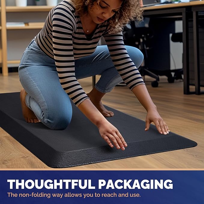 FEATOL Anti Fatigue Mat for Standing, 9/10 Extra Thick Ergonomic Standing Desk Mat, Comfort Memory Foam Standing Mat at Home,Office All Day (24" x 36", Black, 1PC)